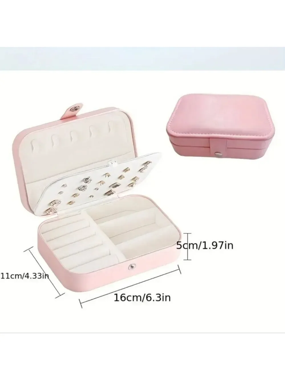 MED Traveling  Jewelry Box Bright Pink  Faux Leather Snap closure